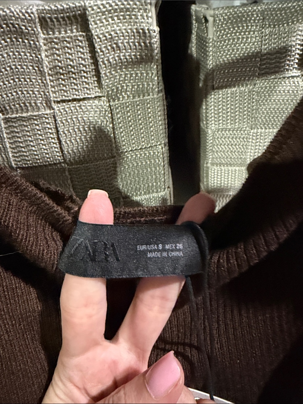 Zara Brown Ruffled-Strap Ribbed Tank Top - Picture 3 of 4